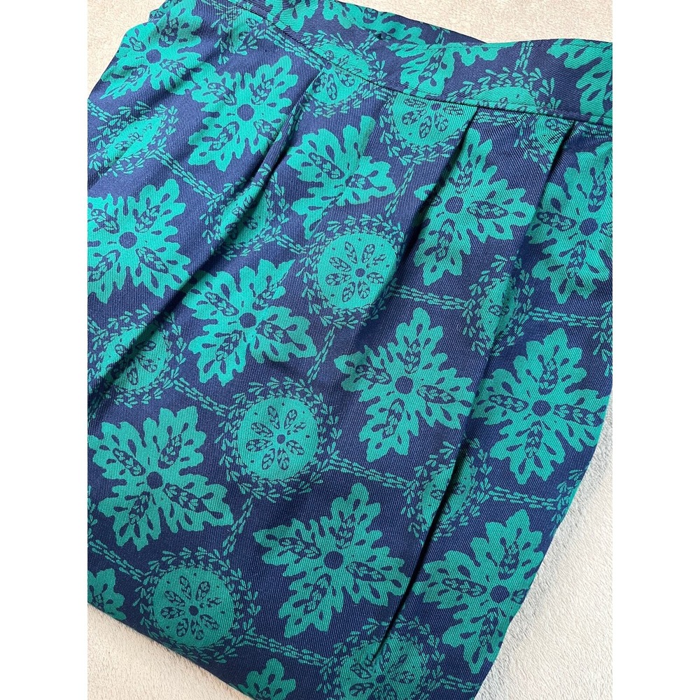 Country Sophisticates by Pendleton Teal Navy Blue Pleated Midi Skirt Size 12 USA
